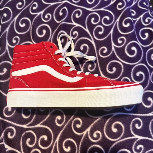 Red/White Platform Vans Women’s Sz 11 - Picture 4 of 11